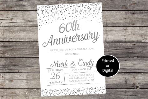 Silver Wedding Anniversary Invitation Wedding Anniversary | Etsy