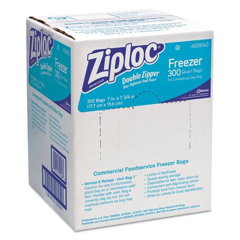 Ziploc Double Zipper Freezer Bags, 1qt, 2.7mil, 7 x 7 3/4, Clear w ...