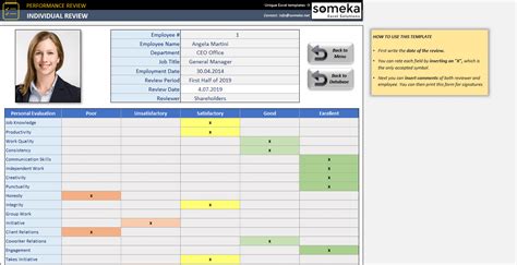 Employee Evaluation Excel Template | Annual Employee Review Forms