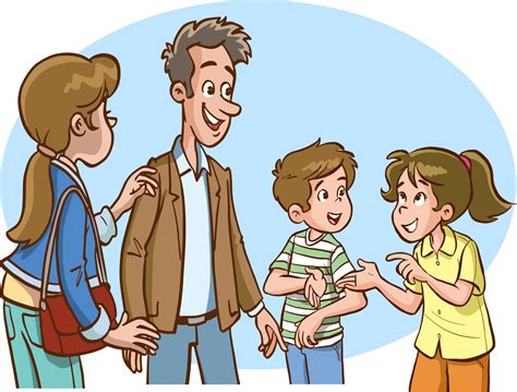 parents and children talking to each other cartoon vector 17309596 ...