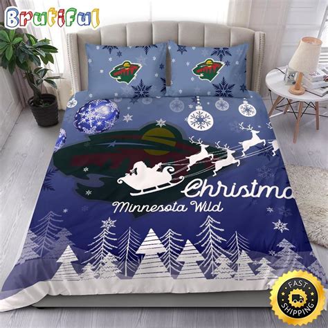 NHL Minnesota Wild Bedding Sets Santa Claus Sleigh And Reindeer ...