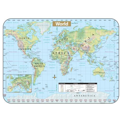 Shaded World Wipe Off Map in 2021 | World map, International date line, Map