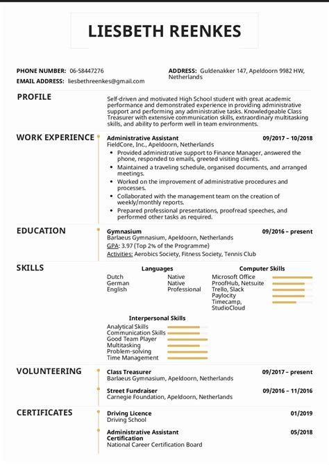 Academic resume high school template | Message