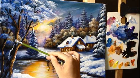 Painting a Winter Wonderland Landscape with Acrylics - Lesson 1 - YouTube