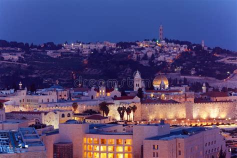 Jerusalem Old City at Night, Israel Stock Photo - Image of lights ...