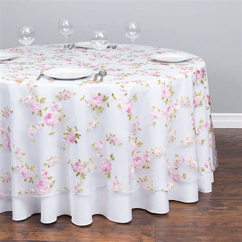 110 in. Round Sheer Pink Roses Tablecloth - Walmart.com - Walmart.com