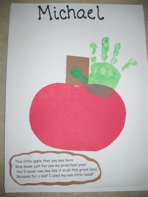 Apple Handprint Craft with Poem | Back to school crafts, School crafts ...