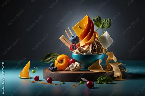 Cinematic Abstract Still Life Food with Realistic Design and Creative Presentation: Professional ...