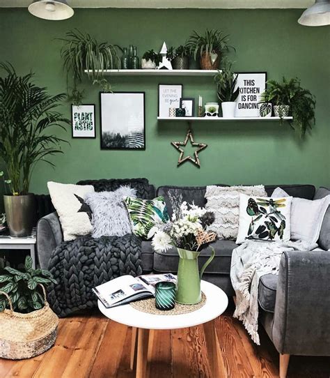 Green and grey decor Living Room Green, Living Room Inspo, New Living ...
