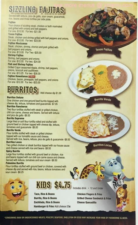 Menu at Los Magueyes restaurant, Milledgeville