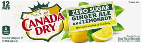 Canada Dry Zero Sugar Ginger Ale and Lemonade Soda Cans, 12 pk / 12 fl ...