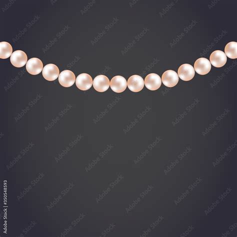 Realistic pearl necklace on dark background, vector illustration. Stock Vector | Adobe Stock