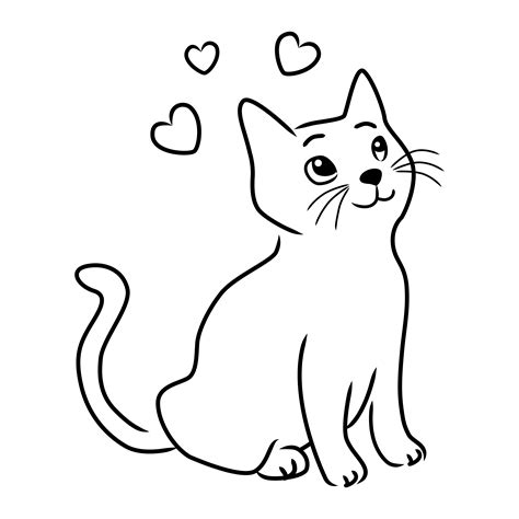 Simple cat drawing, Cats art drawing, Cat coloring page