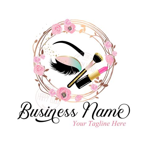 DIGITAL Custom Logo Design Pink Makeup Logo Flowers Pink - Etsy