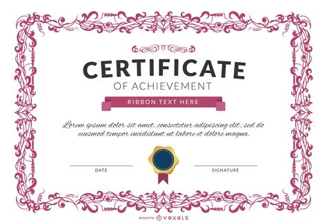 Certificate Of Achievement Template In Pink Vector Download