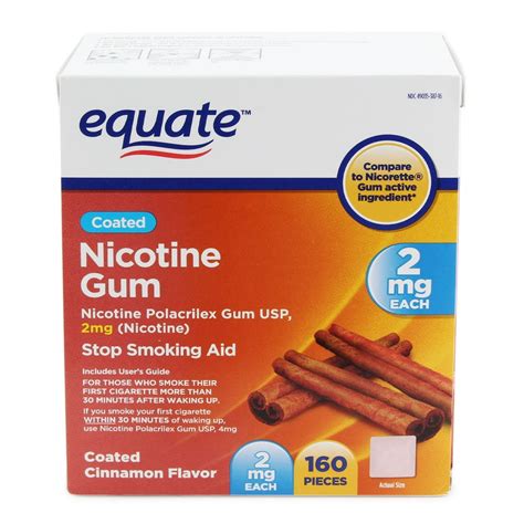 Equate Nicotine Gum to Stop Smoking, 2 mg, Cinnamon Flavor, 160 Count ...