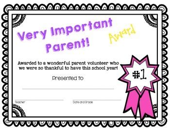 Parent Appreciation Award Certificate