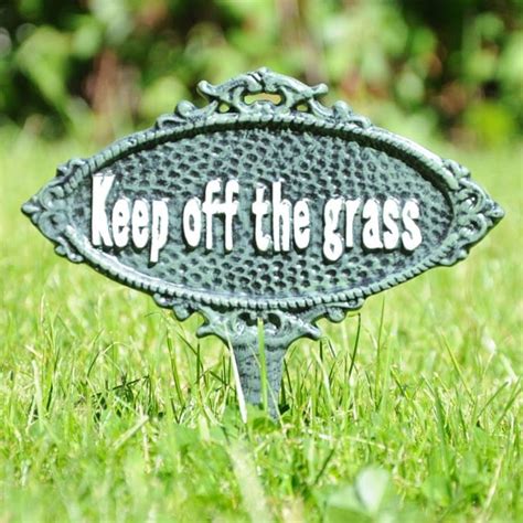 Keep off the grass sign spike Garden Signs & General Signs | Cast in Style