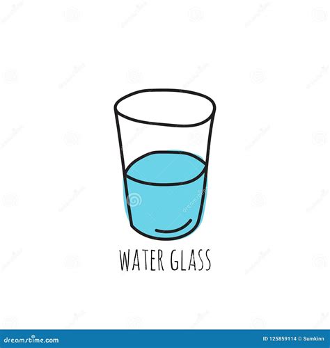 Glass Cup with water. stock vector. Illustration of clean - 125859114