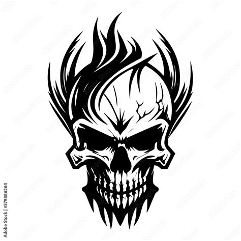 Skull Black and White for Logo Design - Generative AI Stock Vector ...