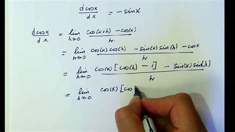 Derivative of cosx - YouTube