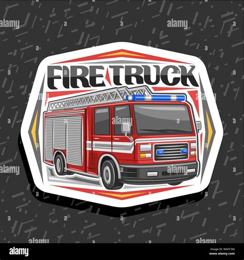 Vector logo for Fire Truck, decorative cut paper badge with ...