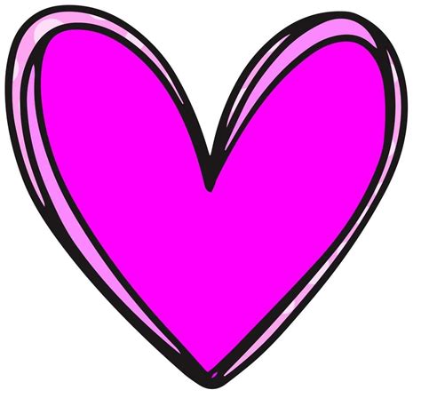 a pink heart shaped object with black outline on a white background for decoration or design
