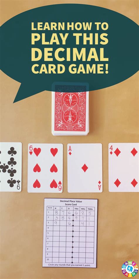 Decimal Place Value with Playing Cards — Games 4 Gains | Math decimals, Place value with ...