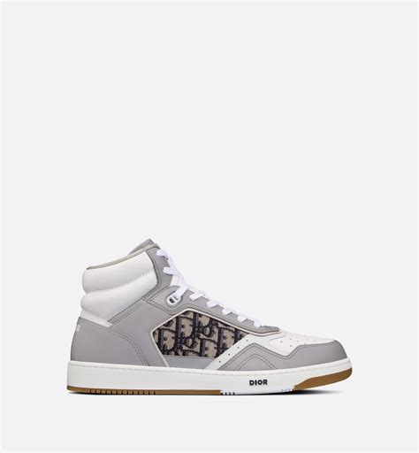 B27 High-Top Sneaker Black Smooth Calfskin with Beige and Black Dior Oblique Jacquard | DIOR