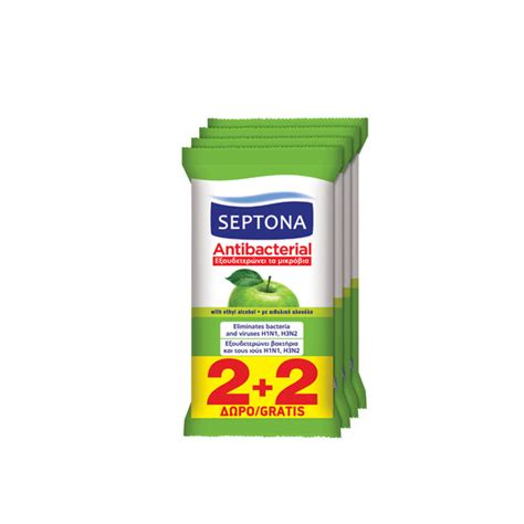 Septona Antibacterial Wipes Green Apple 15pcs 2+2 | سبتونا مناديل مضادة ...