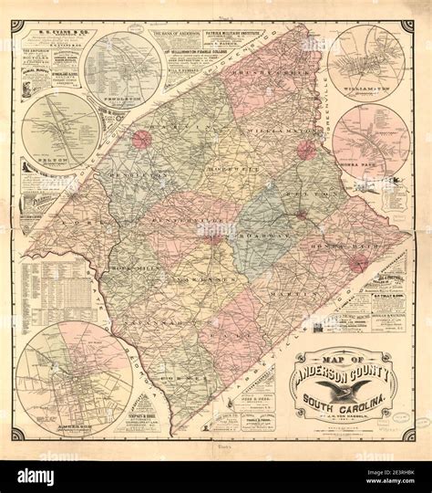 Map of Anderson County, South Carolina Stock Photo - Alamy