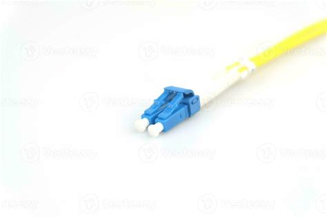 Fiber optic cable connector type lc, isolated on white background ...