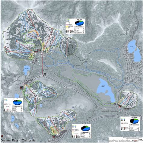 a map showing the location of different ski areas in the area that is on display