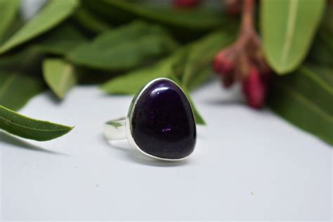 Dark Amethyst Ring Dark Pink Amethyst Natural Stone Ring - Etsy