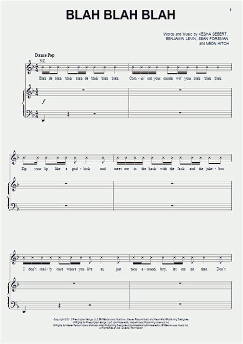 Blah Blah Blah Piano Sheet Music | OnlinePianist