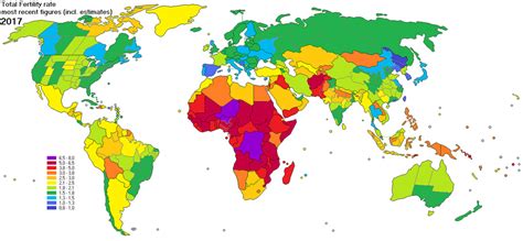 Total fertility rate (2017) - Vivid Maps