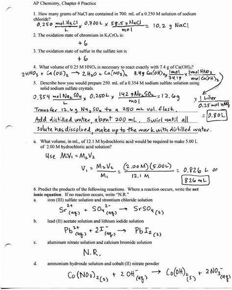 Solution Stoichiometry Worksheets