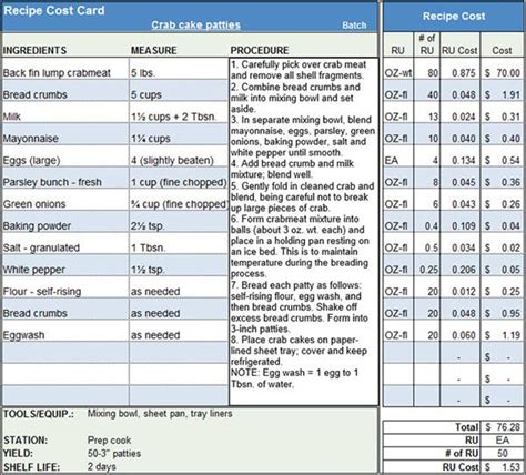 Recipe Costing Template Excel | Dandk Organizer