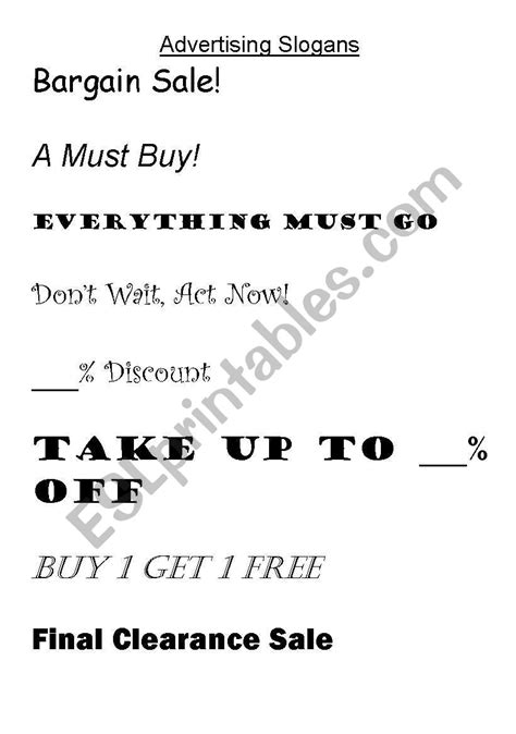 English worksheets: Advertising Slogans