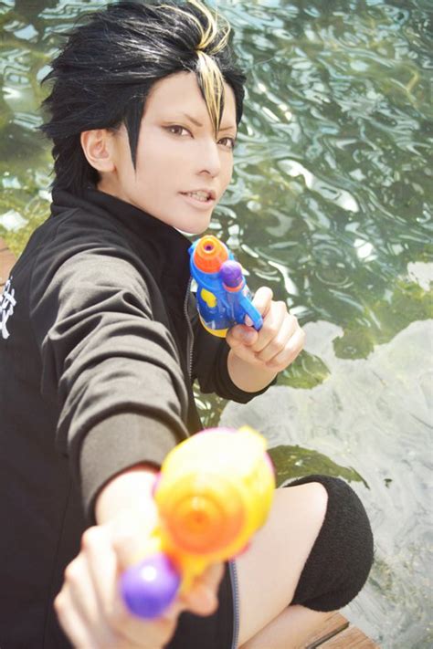 haikyuu nishinoya yuu short black gold cosplay wig