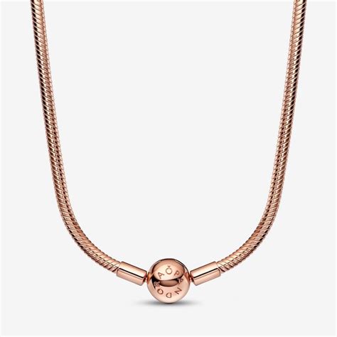 PANDORA Moments, 14k Rose Gold Plated, Snake Chain Necklace, 50cm - American Jewelry