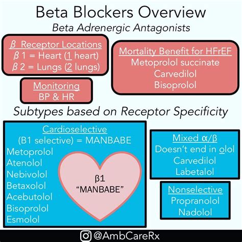 Beta Blockers Overview - Beta Adrenergic Antagonists Cardioselective: M ... | Pharmacology ...