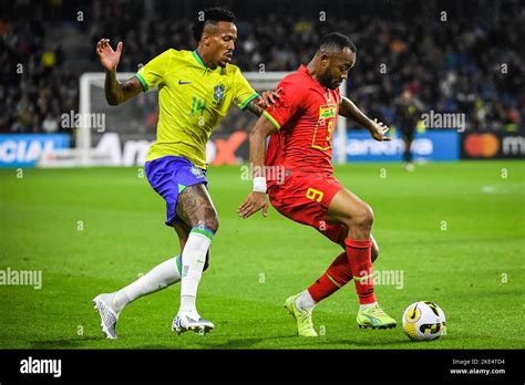 Eder MILITAO of Brazil and Jordan AYEW of Ghana during the ...