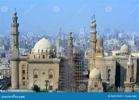 Sultan Hassan and Al Rifa I Mosques in Old Cairo City Citadel Square ...