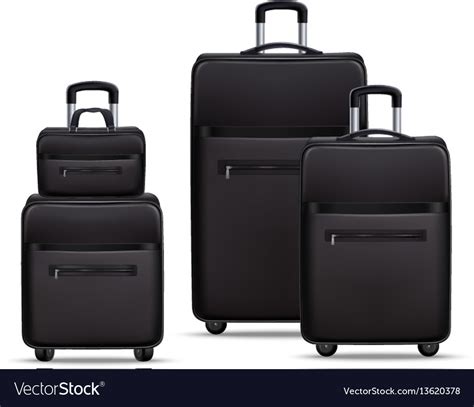 Business travel black realistic luggage set Vector Image