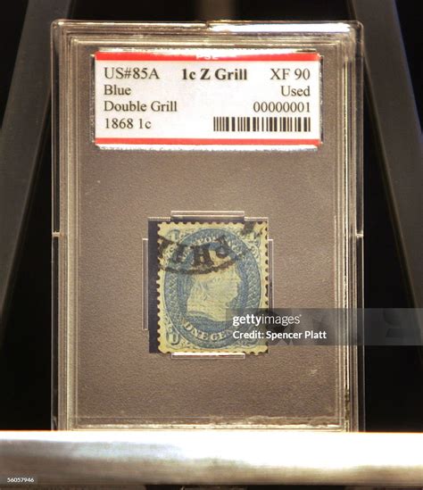 A rare 1-cent Z-grill stamp depicting Benjamin Franklin that was ...