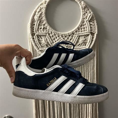 Navy blue gazelle Adidas’s suede Women size 8 - Depop