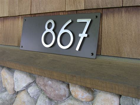 Contemporary Address Plaque with 5" Bungalow Style House Numbers. Plaque available in many ...