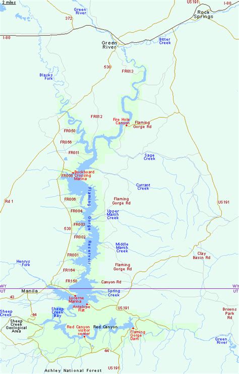 Map of Flaming Gorge National Recreation Area, Utah/Wyoming