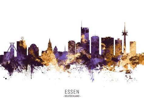 Essen Germany Skyline Digital Art by Michael Tompsett - Pixels